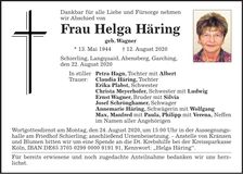 Traueranzeige Helga Häring