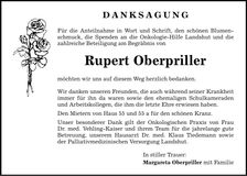 Traueranzeige Rupert Oberpriller