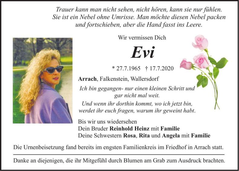 Traueranzeige Eva Staiger