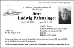 Traueranzeige Ludwig Pafenzinger