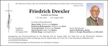 Traueranzeige Friedrich Drexler