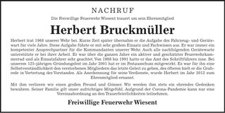 Traueranzeige Herbert Bruckmüller