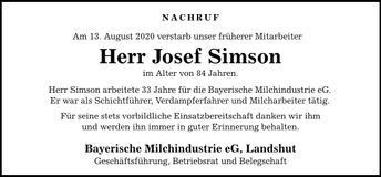 Traueranzeige Josef Simson