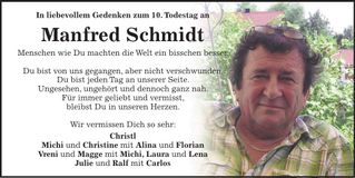 Traueranzeige Manfred Schmidt