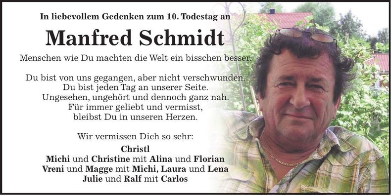 Traueranzeige Manfred Schmidt