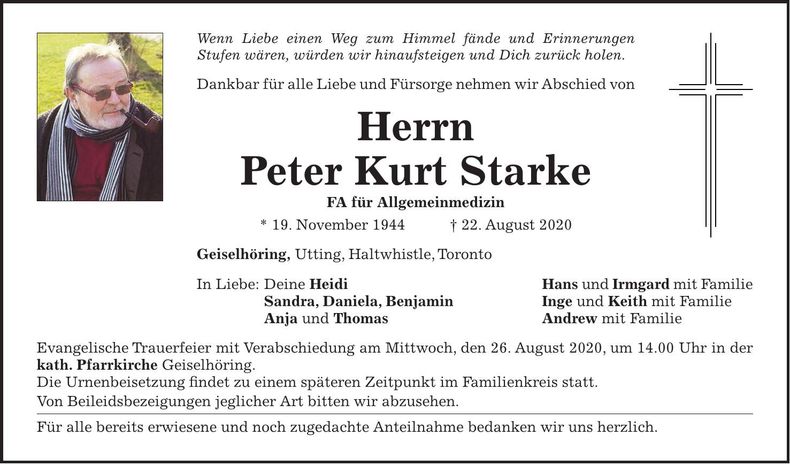 Traueranzeige Peter Kurt Starke