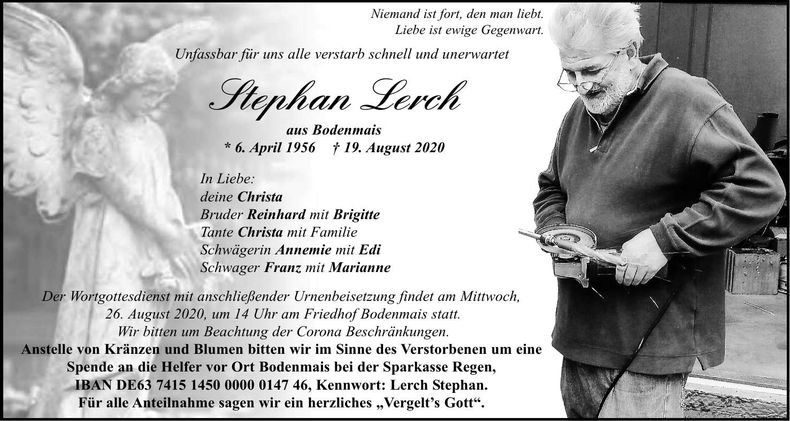 Traueranzeige Stephan Lerch