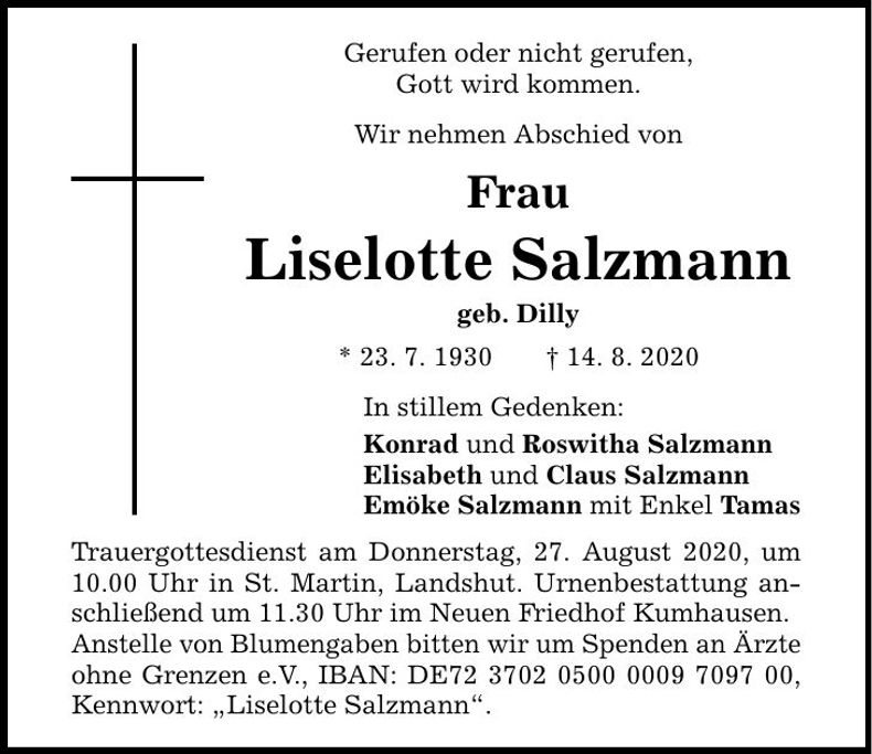 Traueranzeige Liselotte Salzmann
