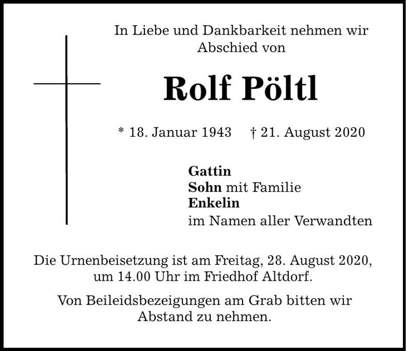 Traueranzeige Rolf Pöltl