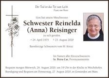 Traueranzeige Reinelda Reisinger