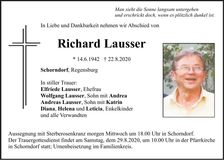 Traueranzeige Richard Lausser