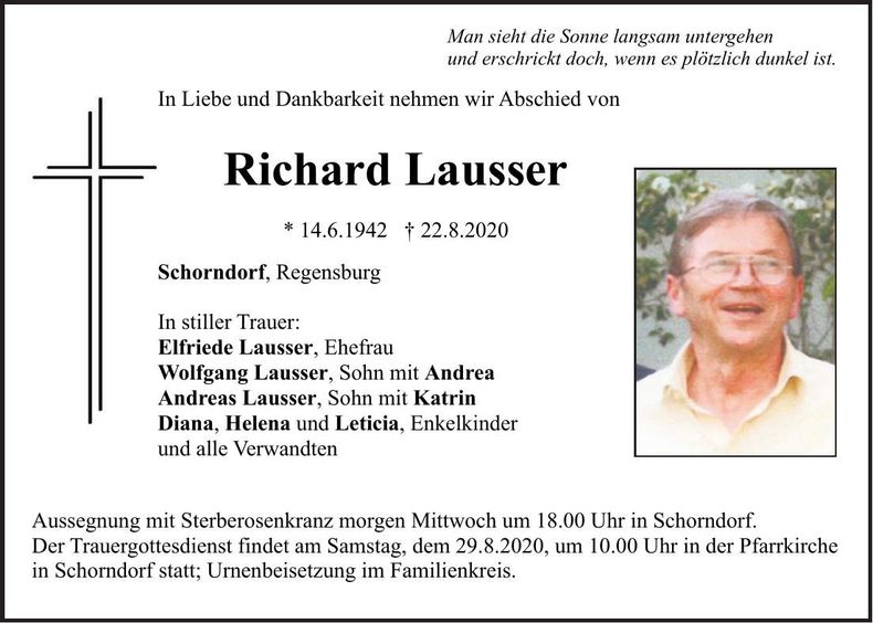Traueranzeige Richard Lausser