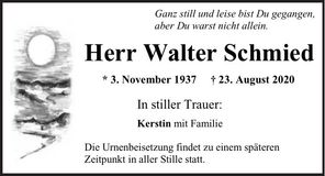 Traueranzeige Walter Schmied