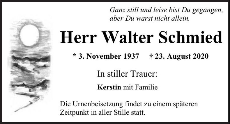 Traueranzeige Walter Schmied