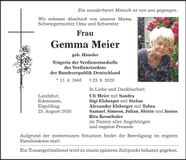 Traueranzeige Gemma Meier