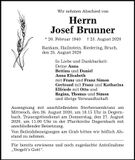 Traueranzeige Josef Brunner