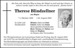 Traueranzeige Therese Blindzellner
