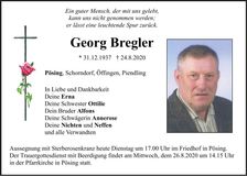 Traueranzeige Georg Bregler