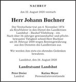 Traueranzeige Johann Buchner