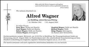 Traueranzeige Alfred Wagner