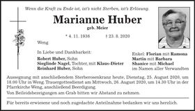 Traueranzeige Marianne Huber