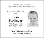 Traueranzeige Lisa Perlinger