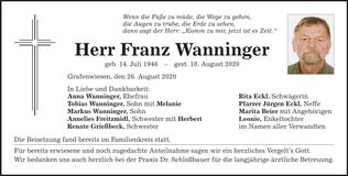 Traueranzeige Franz Wanninger