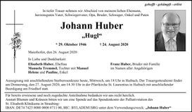 Traueranzeige Johann Huber