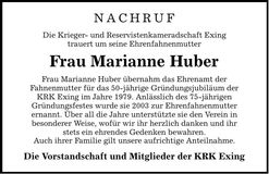 Traueranzeige Marianne Huber