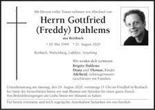 Traueranzeige Gottfried Dahlems