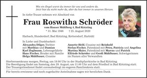 Traueranzeige Roswitha Schröder