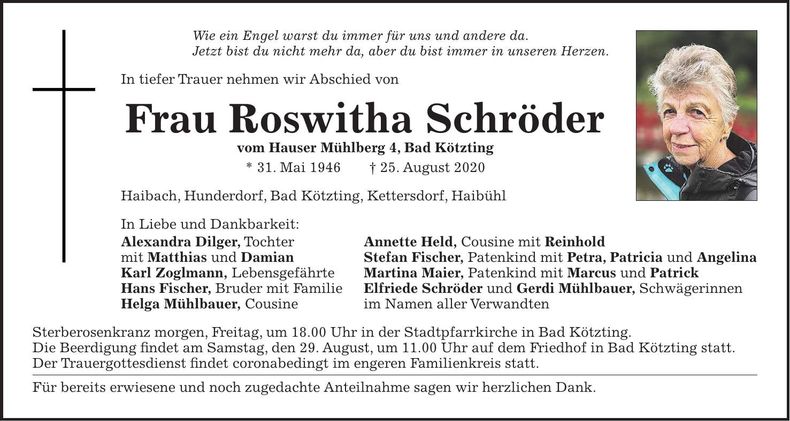 Traueranzeige Roswitha Schröder