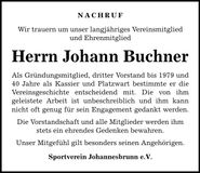 Traueranzeige Johann Buchner