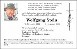 Traueranzeige Wolfgang Stein
