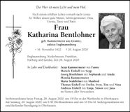 Traueranzeige Katharina Bentlohner