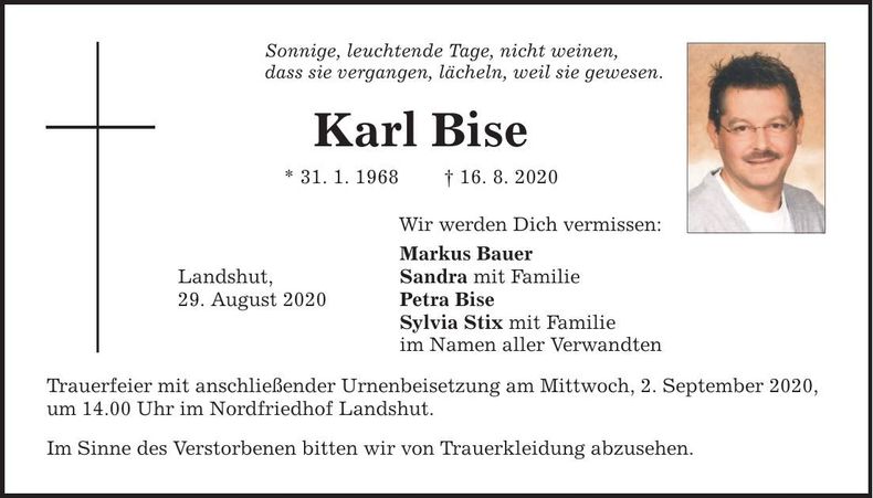 Traueranzeige Karl Bise