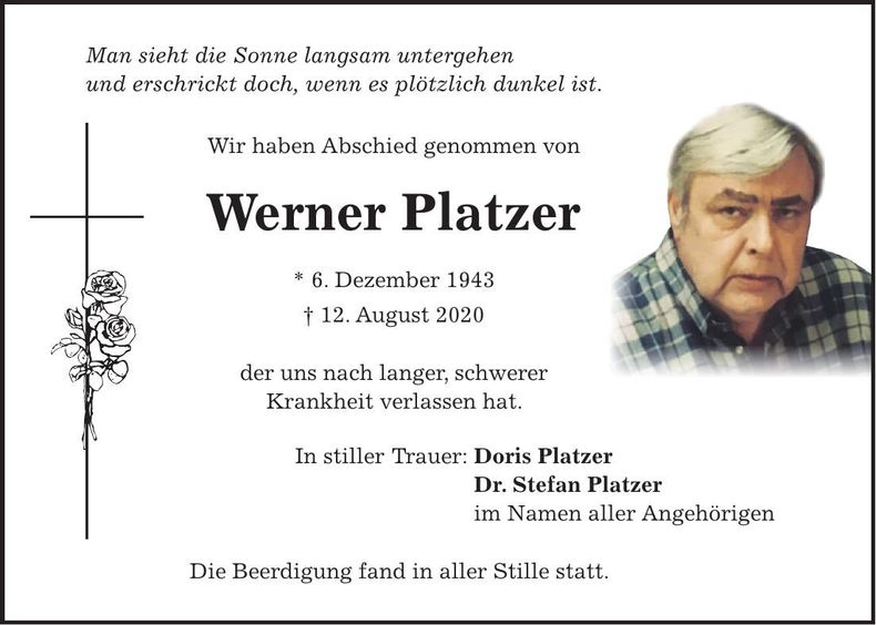 Traueranzeige Werner Platzer