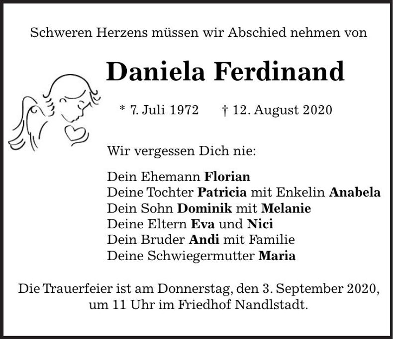 Traueranzeige Daniela Ferdinand