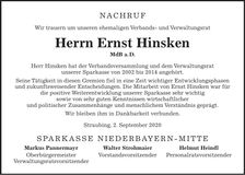 Traueranzeige Ernst Hinsken