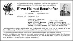 Traueranzeige Helmut Botschafter