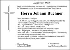 Traueranzeige Johann Buchner