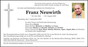 Traueranzeige Franz Neuwirth