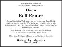 Traueranzeige Rolf Reuter
