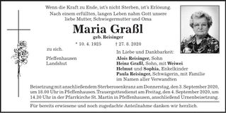 Traueranzeige Maria Graßl