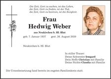 Traueranzeige Hedwig Weber