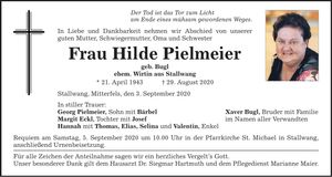 Traueranzeige Hilde Pielmeier