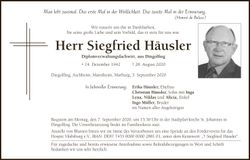 Traueranzeige Siegfried Häusler
