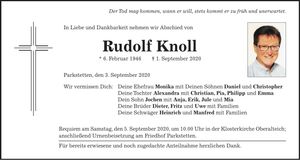 Traueranzeige Rudolf Knoll