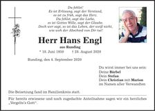 Traueranzeige Hans Engl