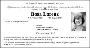 Traueranzeige Rosa Lorenz